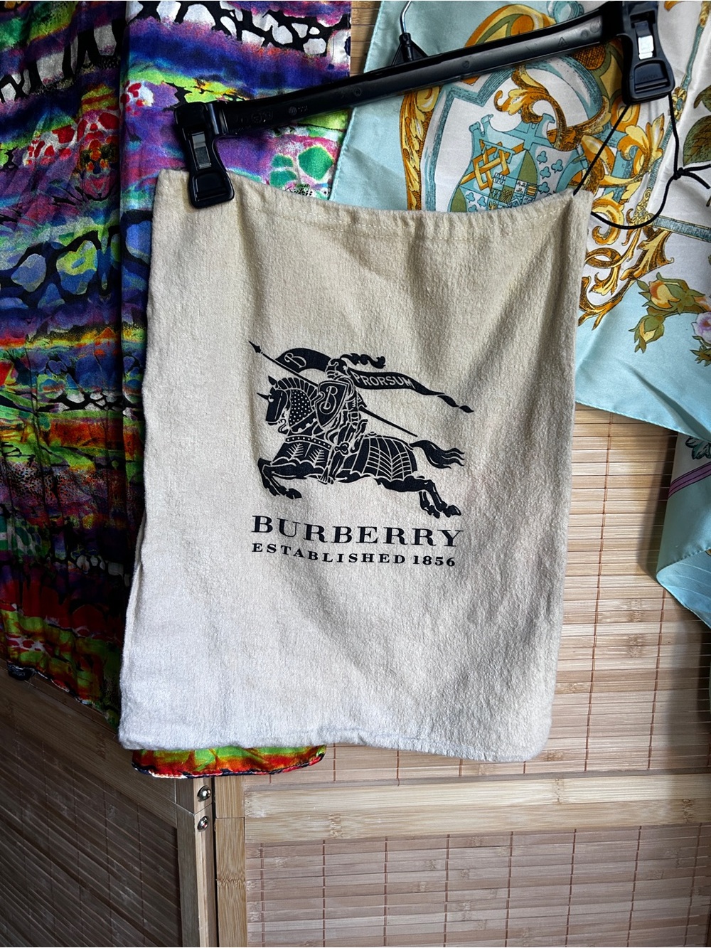 Burberry Cream Tote Dust Cover with Black Equestrian Logo